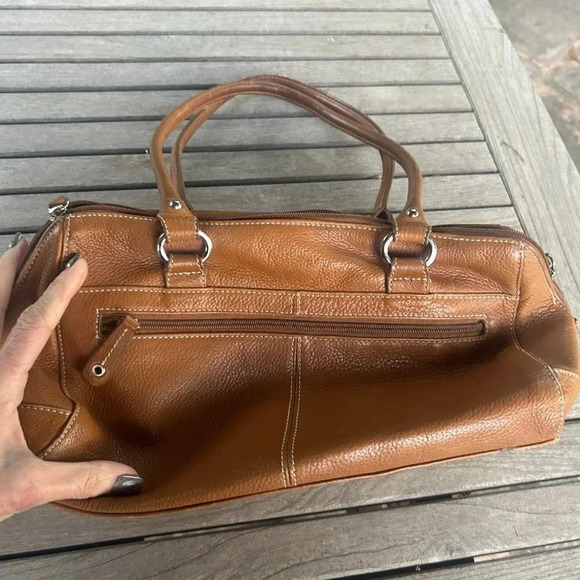 Tignanello Whiskey Caramel Brown Leather Satchel Shoulder Bag - Picture 8 of 9